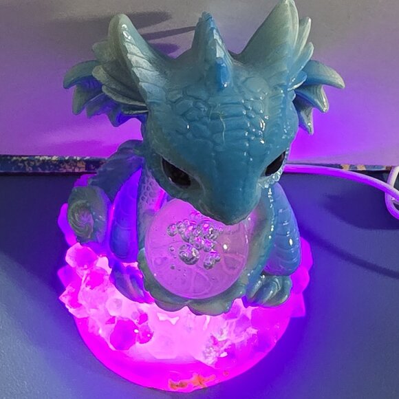 Amethyst Nest Baby Dragon Light Crystal Agate Base USB Fantasy Lamp Decor - Picture 4 of 9